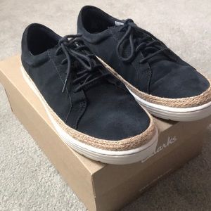 Clarks Navy Suede Sneakers